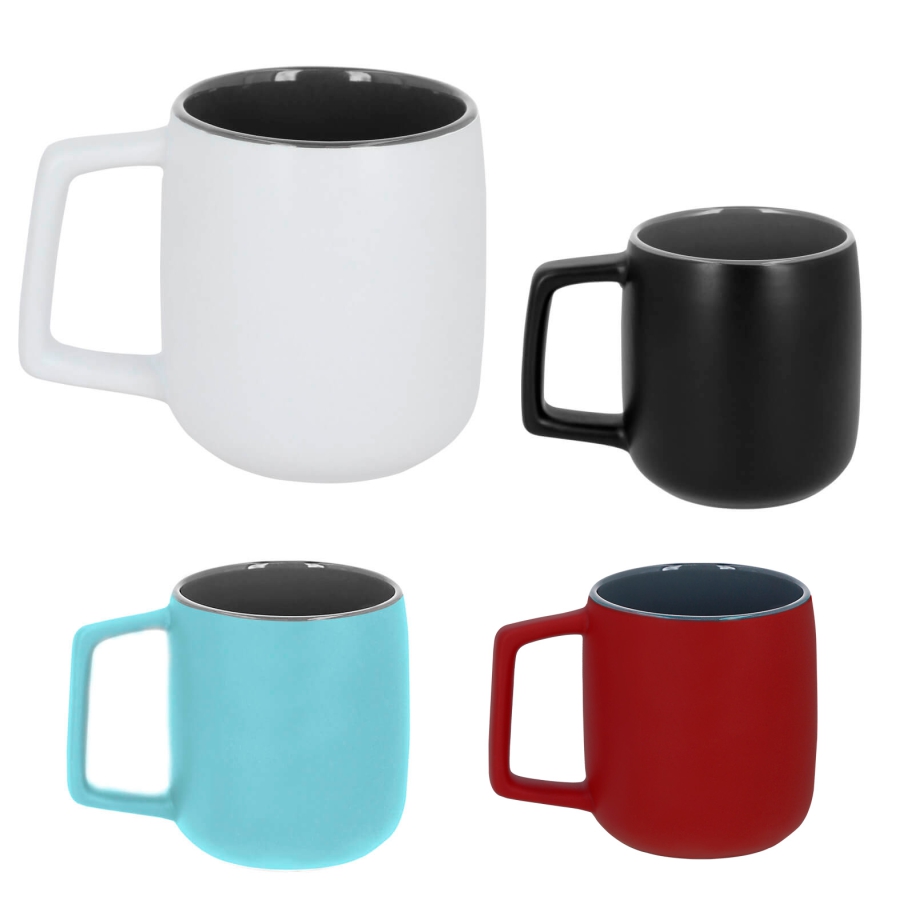 TAZA DE CERÁMICA CON ACABADO MATE Y ASA RECTANGULAR  F0559